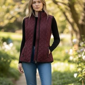 Weatherproof Quilted Faux Fur Lined Vest – Medium – Mulberry